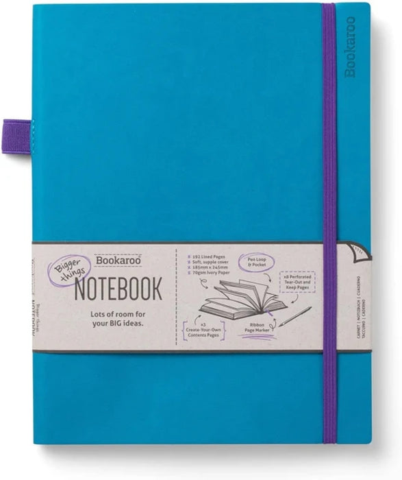 Bookaroo Bigger Things A4 Lined Notebook Turquoise