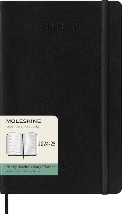 2025 18M Large Weekly Notebook (Moleskine: Black Softcover)