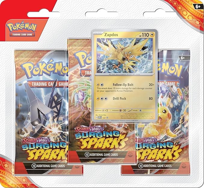 Pokémon Scarlet and Violet 8: Surging Sparks - 3 Pack Booster Blister (Cards)