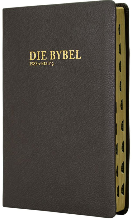 Die Bybel: Afrikaans 1933/1953 Vertaling Bruin Egte Leer Naslaan Bybel Met Duimgrepe