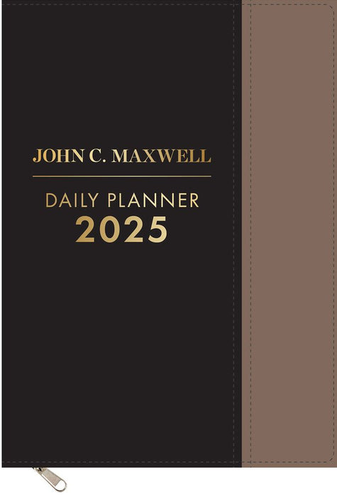 2025 John C. Maxwell Diary - Daily Planner Black and Taupe A5 (Imitation Leather with Zip)