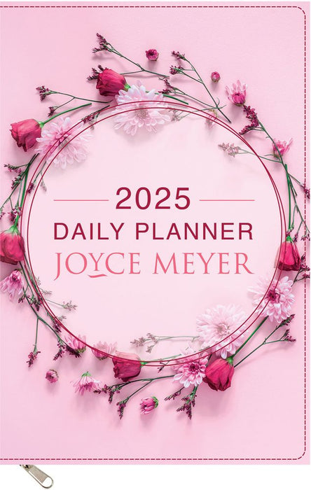 2025 Joyce Meyer A5 Diary - Daily Planner Pink (Imitation Leather with Zip)