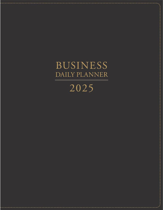 2025 Business Diary - Daily Planner Black A4 (Imitation Leather)