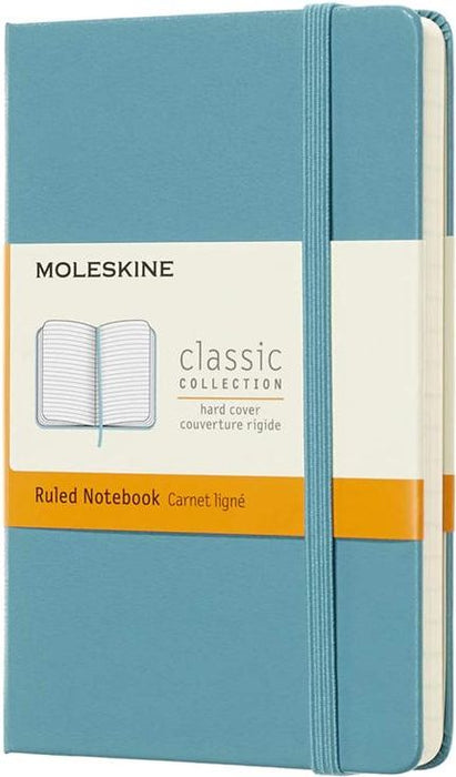 Moleskine Classic Reef Blue Pocket Ruled Hardcover Notebook