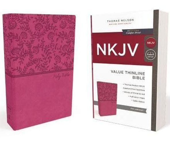 NKJV, Value Thinline Bible, Leathersoft, Pink, Red Letter, Comfort Print: Holy Bible, New King James Version